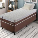 Ver imagem 1 de Conjunto Cama Box Solteiro Venice 96x203x60 Marrom/Branco c/Molas Ensacadas