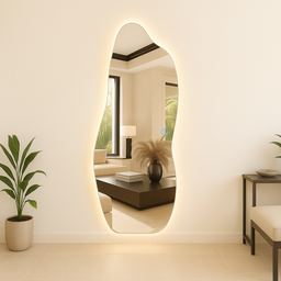 Espelho Grande Corpo Inteiro Lapidado Orgânico Decorativo 170x70cm Luxo com Led Quente/frio - 12