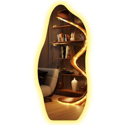 Espelho Grande Corpo Inteiro Lapidado Orgânico Decorativo 170x70cm Luxo com Led Quente/Frio - 5