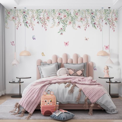 Adesivo de Parede Decorativo sem Fundo Jardim Encantado Cascata 2x48