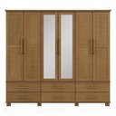 Ver imagem 2 de Guarda Roupa Casal com Espelho 6 Portas 6 Gavetas 248cm Madeira Maciça Zahav F06 Freijó - Lyam