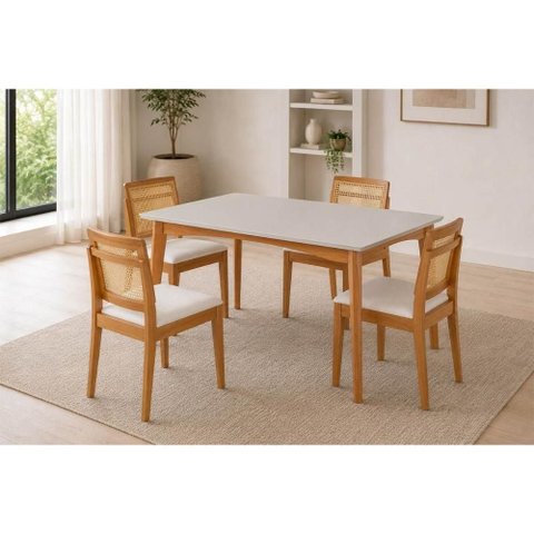 Mesa Jantar Monalisa 160 + 4 Cad Marquesa Mel Nesher