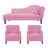 Divã Cancun 160cm Esquerdo +2 Poltronas Genesis Rosa - 1