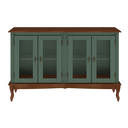 Ver imagem 3 de Cristaleira de Madeira 4 Portas 1 Prateleira Pés Luiz Xv - Verde Kalle com Tampo e Base Imbuia Glaze
