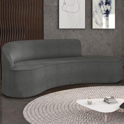Sofá 4 Lugares para Sala 220cm Orgânico Wendi Boucle Grafite I01 - Mpozenato