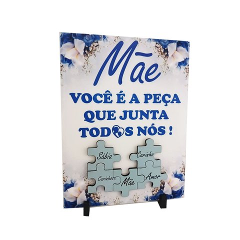 Porta Retrato Presente Azulejo Dias Das Mães - Mãe Você É a Peça Coleção Tea & Amor Az