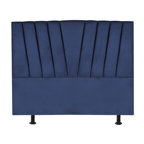 Cabeceira Estofada Cama Casal Queen Size 160 Cm Ariel Suede:azul Marinho