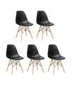 Ver imagem 1 de Kit 5 Cadeiras Pretas Eiffel Charles Eames Dkr – Base de Madeira – Sala de Jantar, Cozinha, Escritór