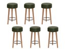Ver imagem 1 de Kit 6 Bancos Banqueta Paris Couro Verde Mesa Gourmet Pés Madeira Mz Decor