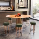 Ver imagem 3 de Kit 6 Bancos Banqueta Paris Couro Verde Mesa Gourmet Pés Madeira Mz Decor