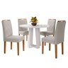 Mesa de Jantar 100x100 com 4 Cadeiras Isabela - PR Móveis Off White/Ipê/Bege - 1