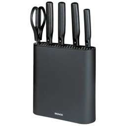Jogo de Facas com Suporte Cepo Inox Preto Action 6 Peças - Brinox - 1