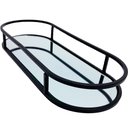 Ver imagem 1 de Bandeja Espelhada Oval Metal Preto Lavabo Multiuso 30x12cm