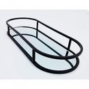 Ver imagem 2 de Bandeja Espelhada Oval Metal Preto Lavabo Multiuso 30x12cm