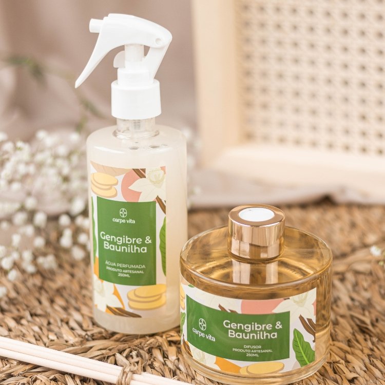 Kit Home Spray e Difusor de Aromas Gengibre e Baunilha