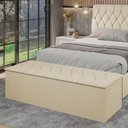 Ver imagem 2 de Baú Sapateira Mdf Casal Puff Estofado Veludo Organizador Multiuso Cama Box Quarto Bege Off White