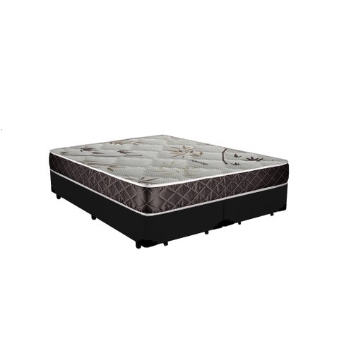 Cama Box King Colchão Aylla Espuma D33 NK Camas + Box Sintético 70x193x203 Cor:Preto