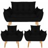 Kit Namoradeira + 2 Poltronas Decorativas Opala Preto - 2