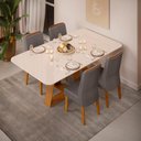 Ver imagem 5 de Conjunto Sala de Jantar Mesa Tampo Vidro 4 Cadeiras Dj Móveis Freijó Kiara Lunar Lidia