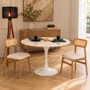 Ver imagem 4 de Mesa de Jantar Saarinen Redondo 80 cm Tampo Mármore Taj Mahal Base Laca Branca