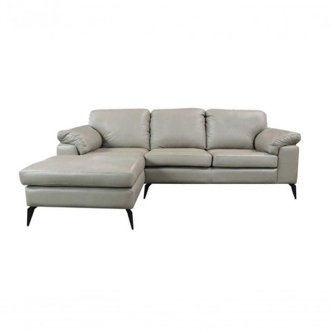 Sofá de Couro Asti 2 Lugares com Chaise Esquerda Avelã - Mempra Design