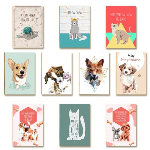 Kit 10 Placas Mdf Pets Parede Criativa para Ambientes Dc14