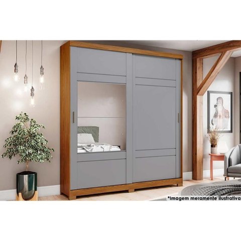 Guarda Roupa Casal 2 Portas de Correr e 3 Gavetas Verg Nature/off White - Henn