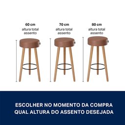 Kit 02 Banquetas Alta 80cm com 3 pés Palito Londres Salaone:Amarula - 6