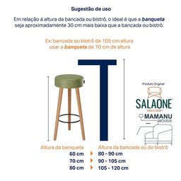 Kit 02 Banquetas Alta 80cm com 3 pés Palito Londres Salaone:Amarula - 5