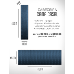 Kit 14 Cabeceiras Estofadas de Cama Box Comum Casal Modulada 1,40mx45cm - 9