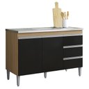 Ver imagem 1 de Balcão de Pia Andréia 100 Cm Amendoa Preto – Ajl