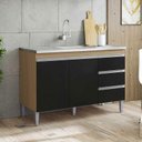 Ver imagem 2 de Balcão de Pia Andréia 100 Cm Amendoa Preto – Ajl