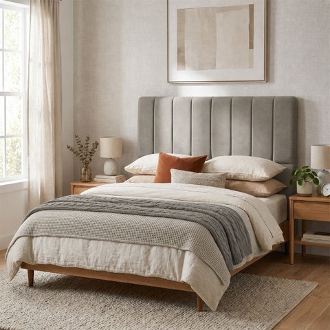 Cabeceira para Cama Casal King Estofada 1,93 ,Mts Mel Vilajo: Suede Camurça