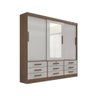 Guarda Roupa Casal Meridian com Espelho 3 Portas 9 Gavetas com Pés - D' Doro Castanho/off White - 1
