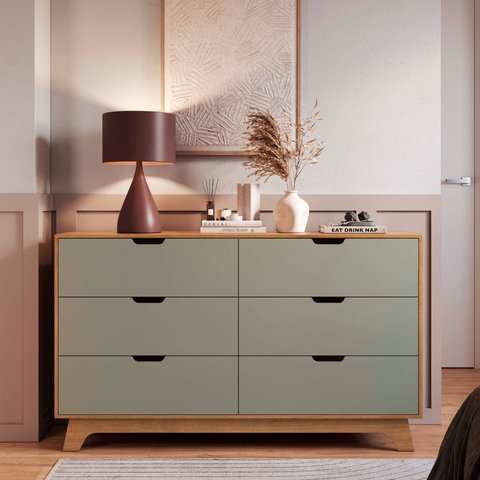 Cômoda para Quarto 6 Gavetas 100% MDF Alice Yescasa Marrom/Verti/Castanho
