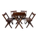 Ver imagem 2 de Kit 4 Conjuntos Mesa Dobrável 70x70cm para Bar com 4 Cadeiras em Madeira Maciça - Imbuia