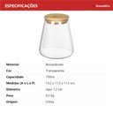 Ver imagem 6 de Pote Hermético de Borossilicato 750ml Transparente 12x8x8cm Mantimentos Cozinha
