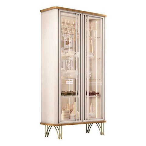 Buffet Saluti e Cristaleira Évora Off White Cinamomo - Hb Móveis