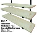 Ver imagem 3 de Kit 3 Prateleiras Madeira de Pino 60x15 com Mão Francesa Arte na Arte Prateleira Madeira de Pino Sup