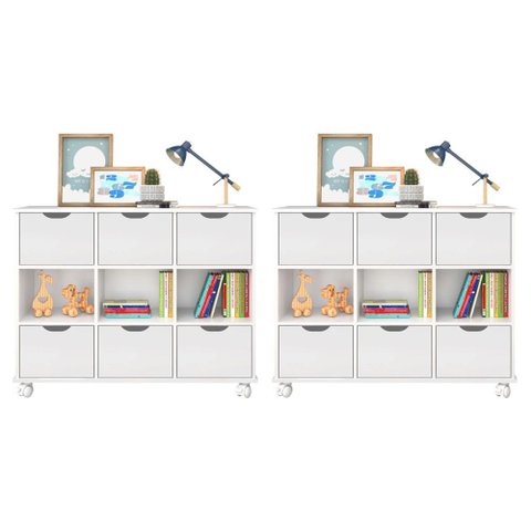 Kit 2 Nichos Organizadores com 6 Gavetas Branco/Branco - FdECOR