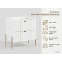 Ver imagem 2 de Mesinha Lateral para Cama Moriah 60cm Largura Branco Pés e Puxadores de Ferro Dourado