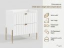 Ver imagem 2 de Mesinha Lateral para Cama Moriah 60cm Largura Branco Pés e Puxadores de Ferro Dourado
