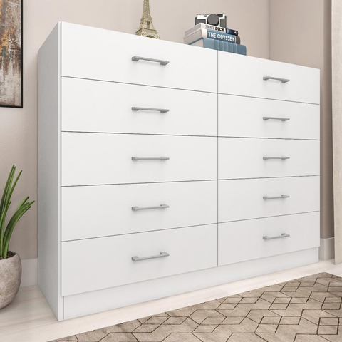 Cômoda Caribe 90cm 10 Gavetas Branco - Fellicci Móveis