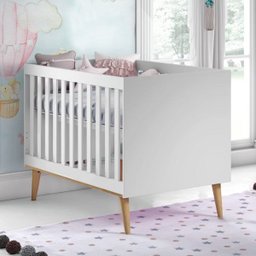 Berço Americano Ludmila Carolina Baby Branco Fosco/ Bétula - 1