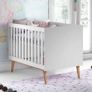 Berço Americano Ludmila Carolina Baby Branco Fosco/ Bétula