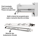 Ver imagem 3 de Corrediça Telescopica Para Gaveta Hafele 55cm Par 35kg:ZINCADA