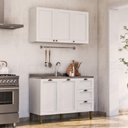 Ver imagem 3 de Cozinha Completa Modulada 2 Peças 5 Portas 3 Gavetas 120cm Provençal Branco - Mademovel