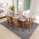 Ver imagem 1 de Conjunto Mesa de Jantar Flutuante 6 Lugares com Cadeiras Tiê Estofadas Corano Marrom Mescla 160cm