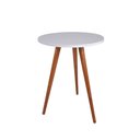 Ver imagem 1 de Mesa Lateral Tabriz Individual Grande Branca e Amadeirado Pé Palito e Tampo Redondo - Sofisticação e