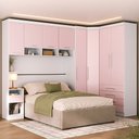 Ver imagem 1 de Quarto Modulado Queen de Canto com Guarda-roupas Maleiro e Cabeceira Alpes Master Luciane Móveis